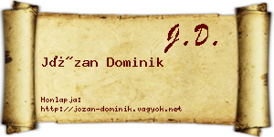 Józan Dominik névjegykártya